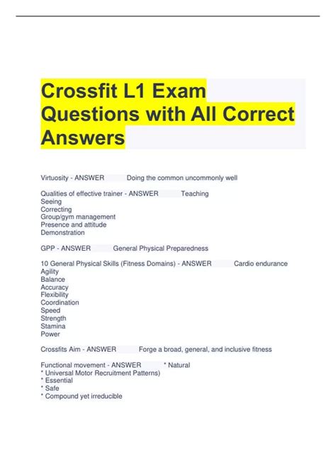 how hard is the crossfit level 1 test|crossfit l1 sample test.